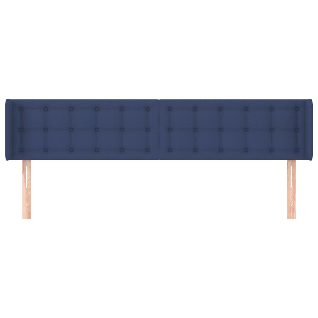 sengegavl med kanter 183x16x78/88 cm stof blå