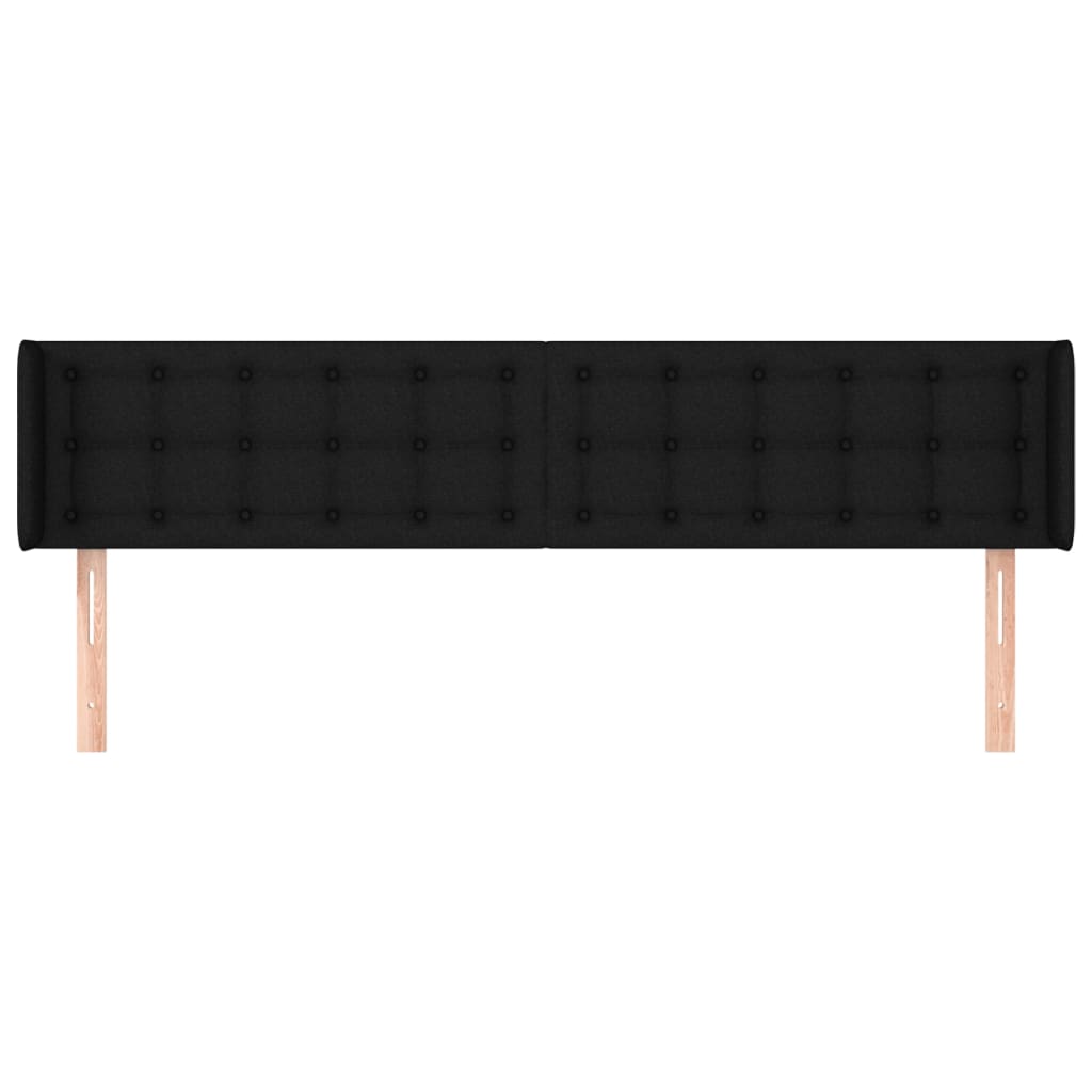 sengegavl med kanter 203x16x78/88 cm stof sort