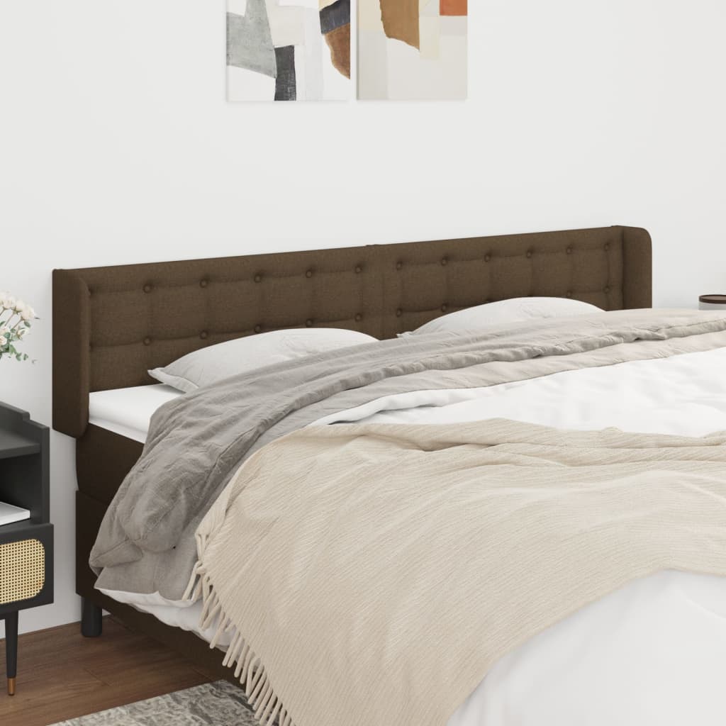 sengegavl med kanter 203x16x78/88 cm stof mørkebrun