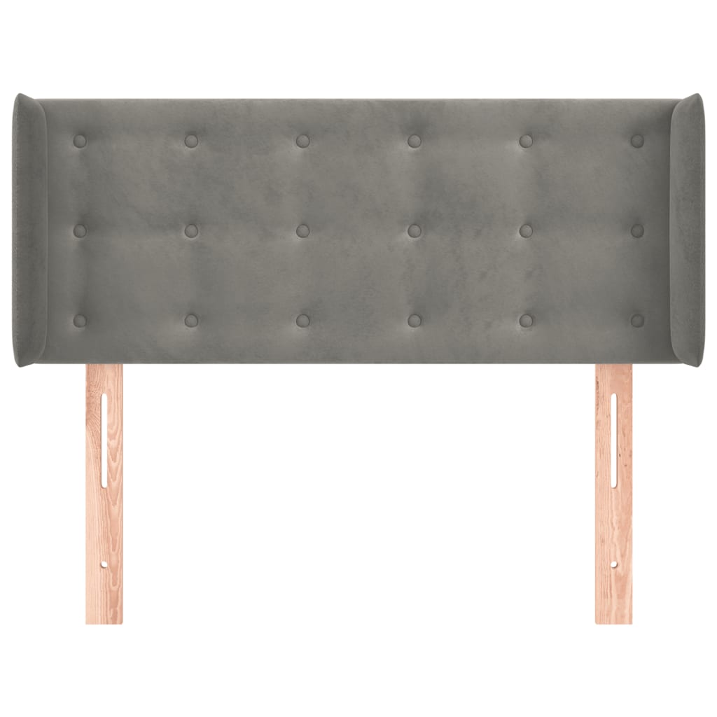 sengegavl med kanter 83x16x78/88 cm fløjl lysegrå