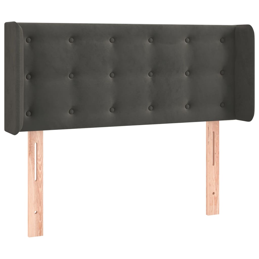 sengegavl med kanter 83x16x78/88 cm fløjl mørkegrå