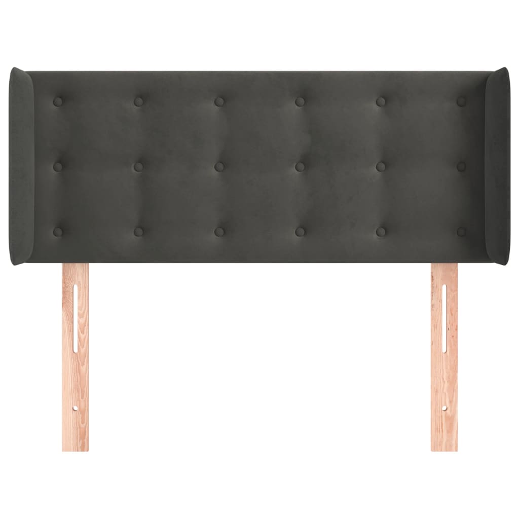 sengegavl med kanter 83x16x78/88 cm fløjl mørkegrå