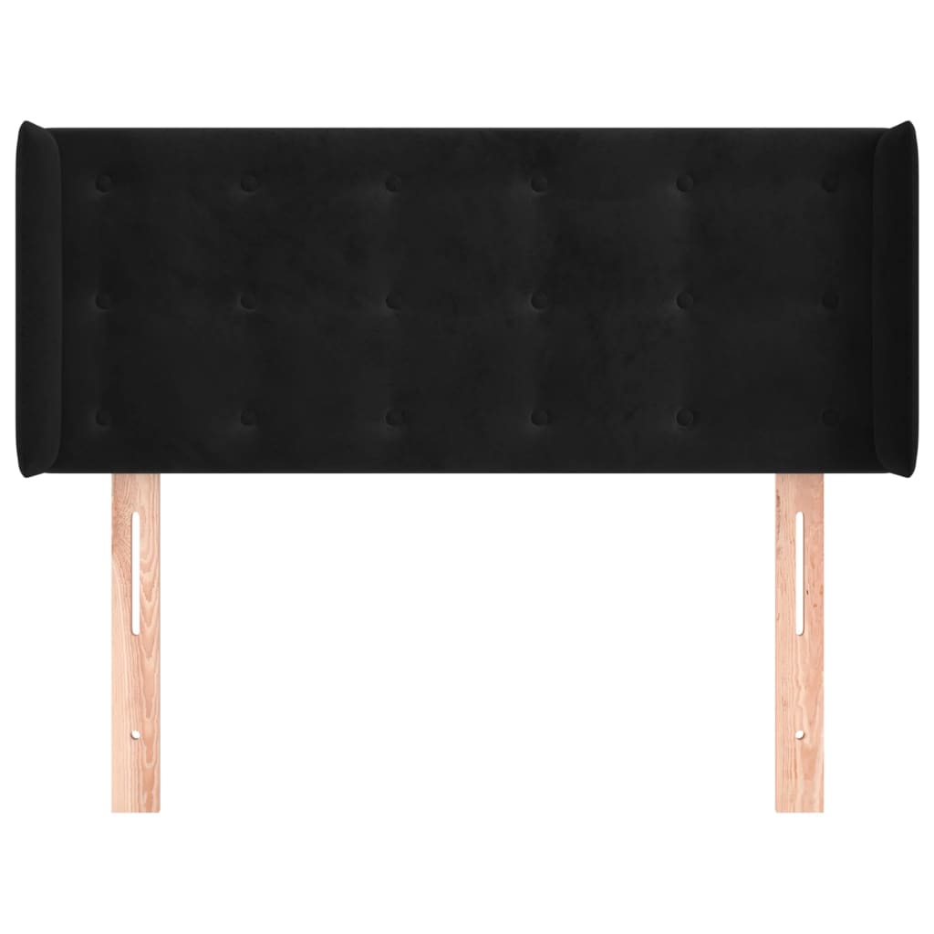 sengegavl med kanter 83x16x78/88 cm fløjl sort