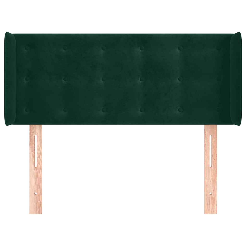 sengegavl med kanter 83x16x78/88 cm fløjl mørkegrøn