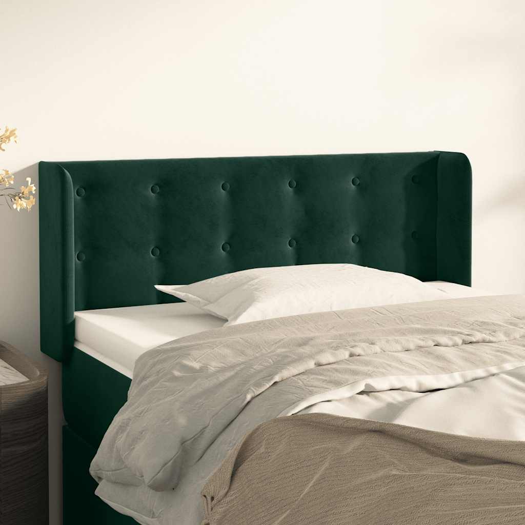 sengegavl med kanter 83x16x78/88 cm fløjl mørkegrøn