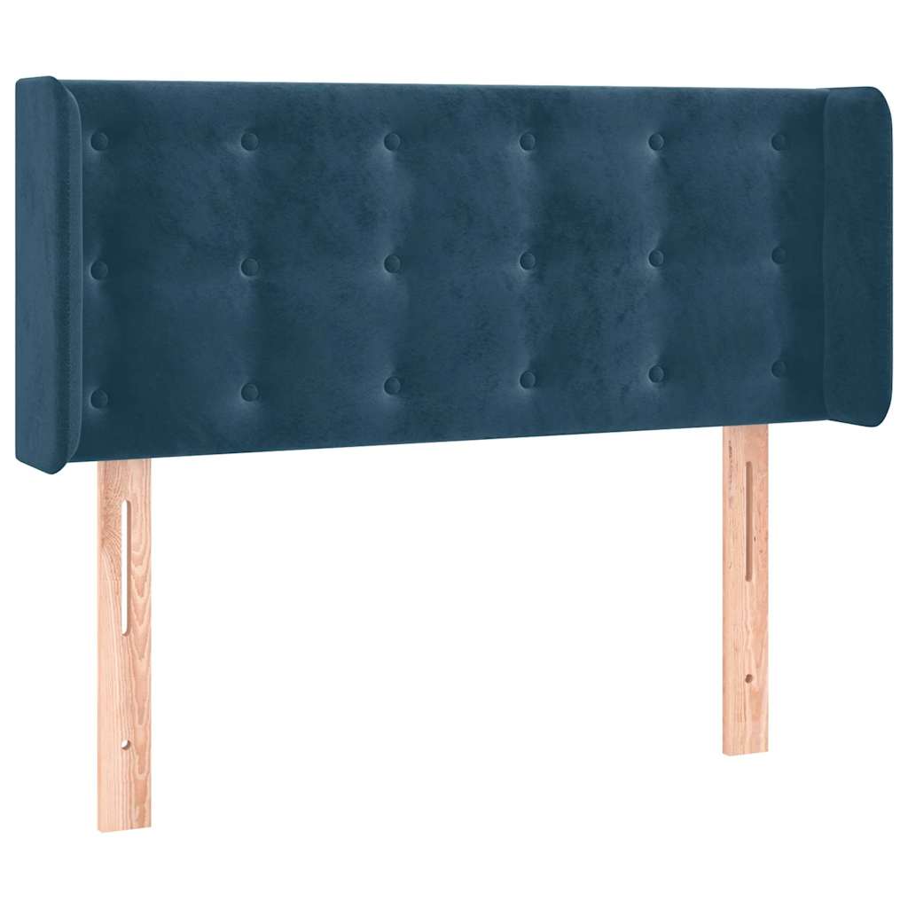 sengegavl med kanter 83x16x78/88 cm fløjl mørkeblå