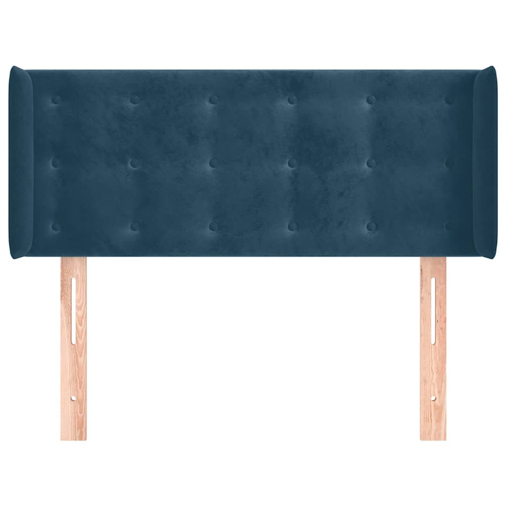 sengegavl med kanter 83x16x78/88 cm fløjl mørkeblå