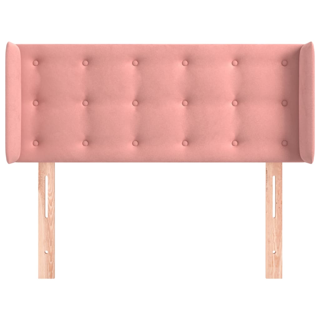 sengegavl med kanter 83x16x78/88 cm fløjl lyserød