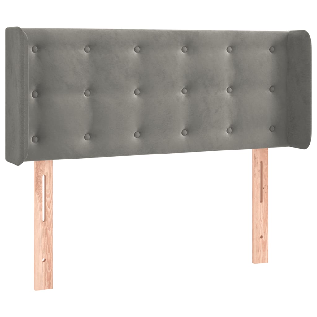 sengegavl med kanter 93x16x78/88 cm fløjl lysegrå