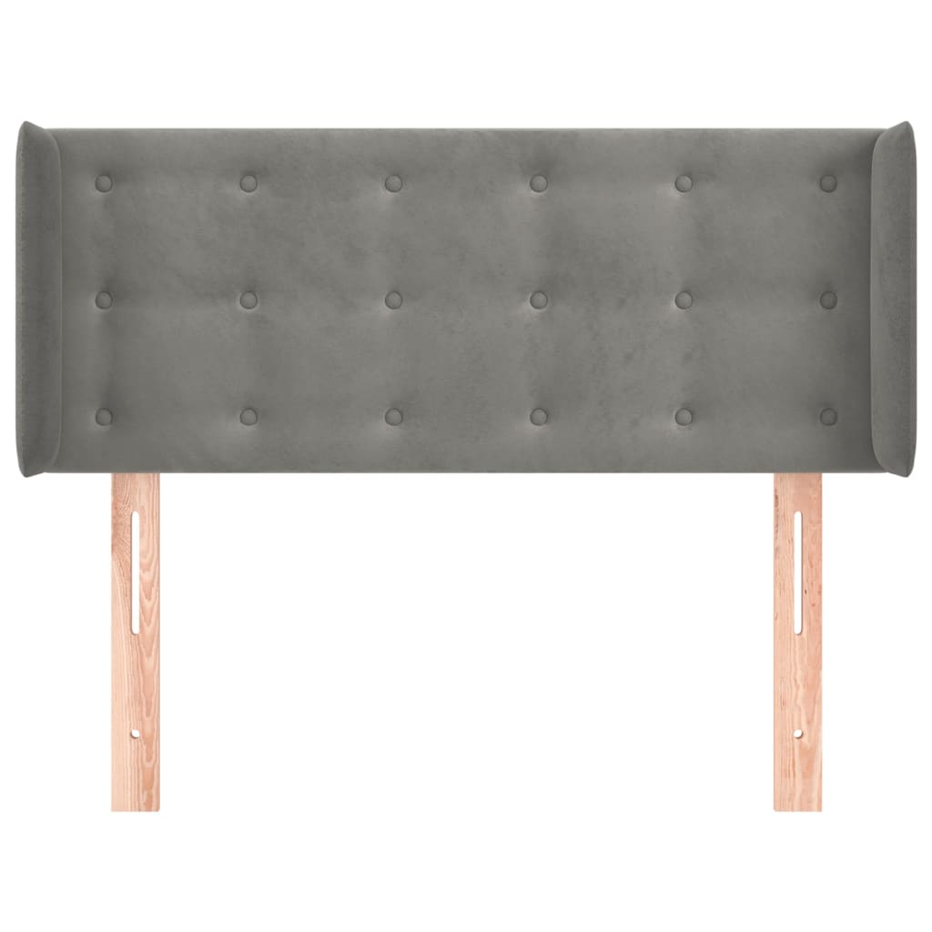 sengegavl med kanter 93x16x78/88 cm fløjl lysegrå