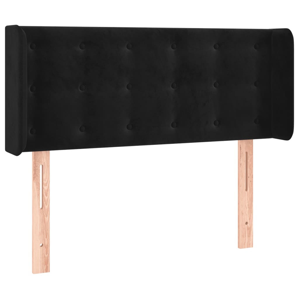 sengegavl med kanter 93x16x78/88 cm fløjl sort
