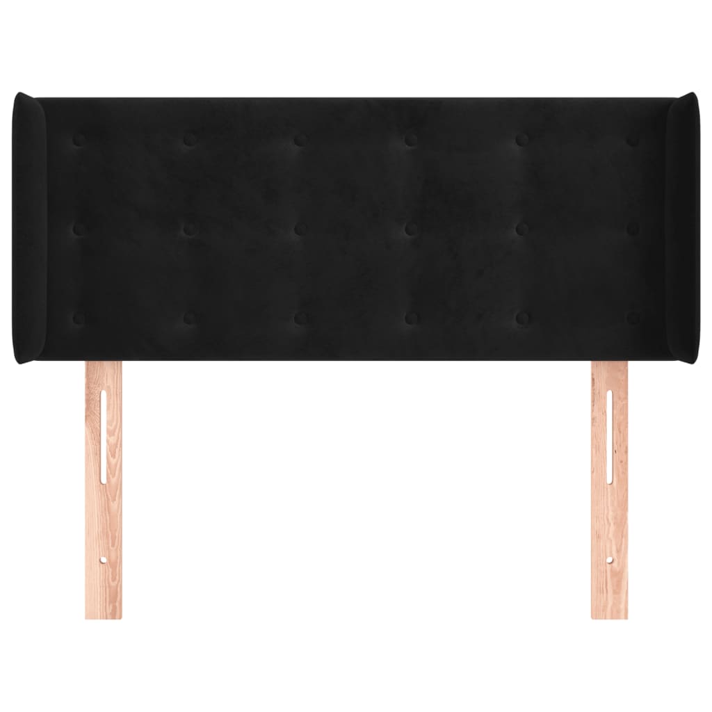 sengegavl med kanter 93x16x78/88 cm fløjl sort