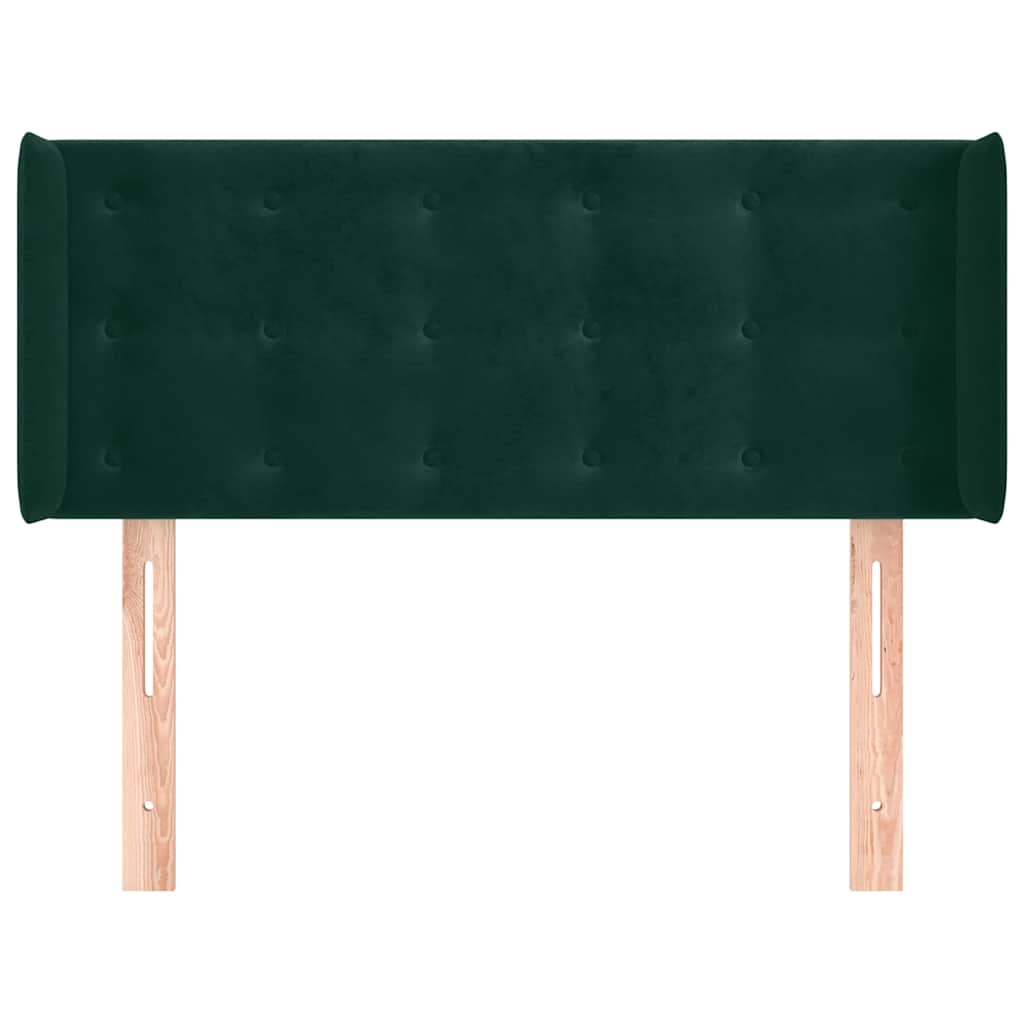 sengegavl med kanter 93x16x78/88 cm fløjl mørkegrøn