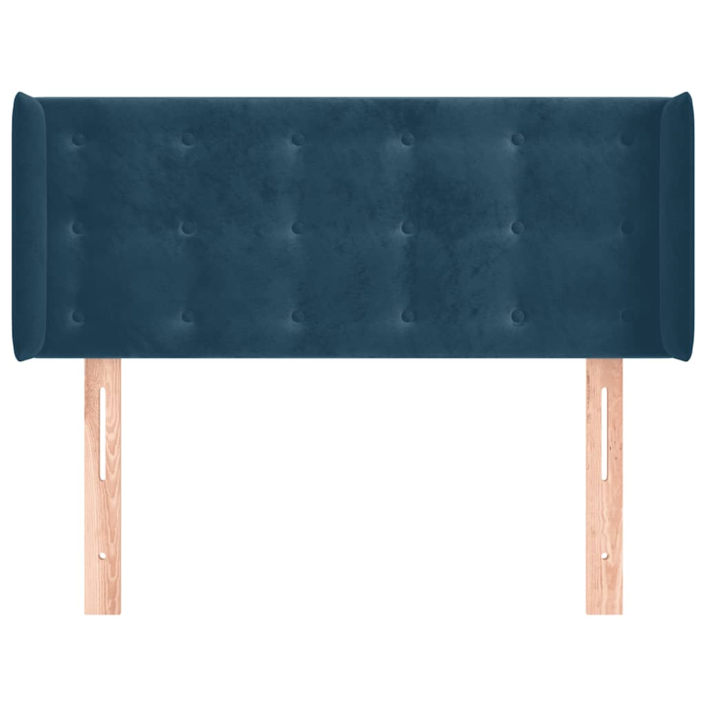 sengegavl med kanter 93x16x78/88 cm fløjl mørkeblå
