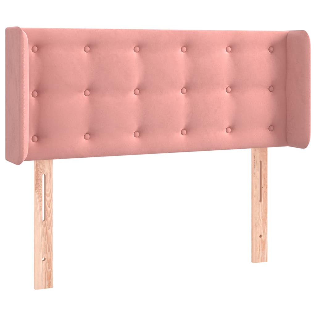 sengegavl med kanter 93x16x78/88 cm fløjl lyserød