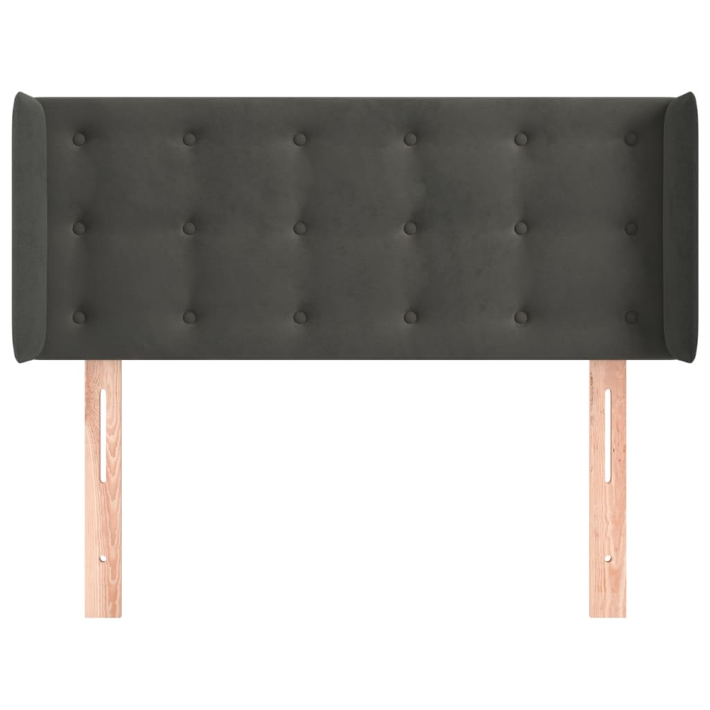 sengegavl med kanter 103x16x78/88 cm fløjl mørkegrå