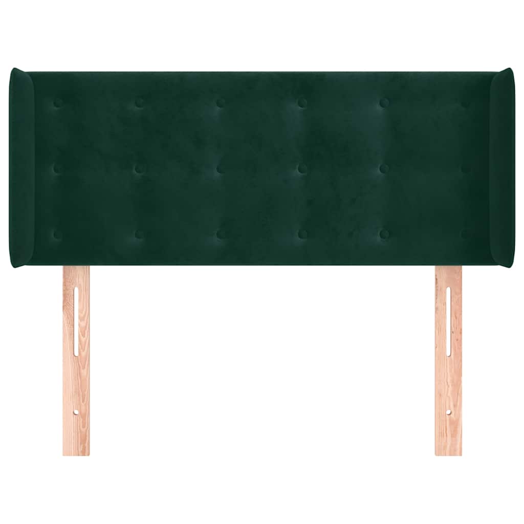 sengegavl med kanter 103x16x78/88 cm fløjl mørkegrøn