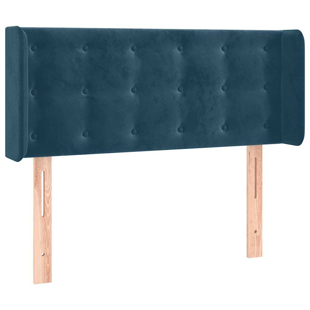 sengegavl med kanter 103x16x78/88 cm fløjl mørkeblå