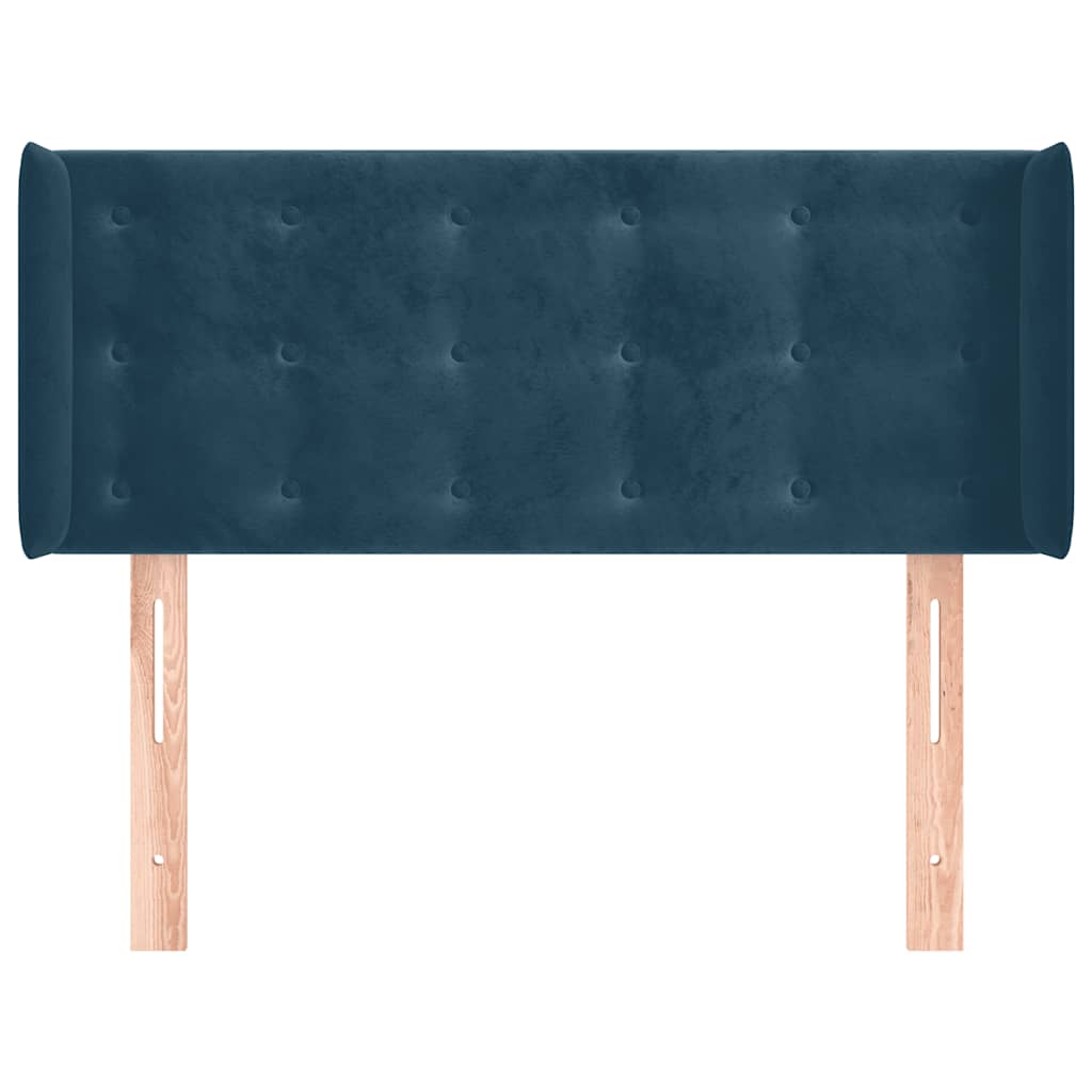 sengegavl med kanter 103x16x78/88 cm fløjl mørkeblå