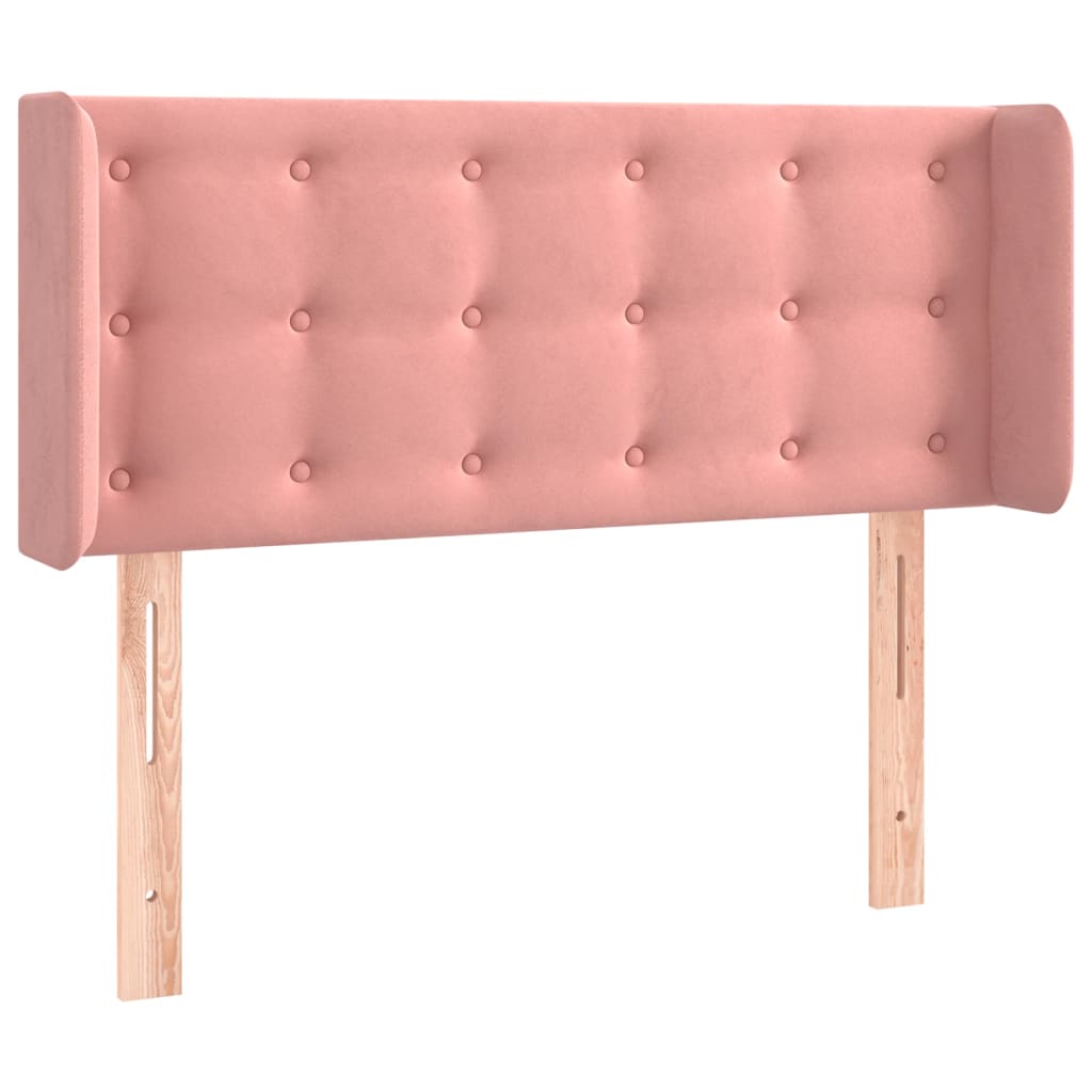 sengegavl med kanter 103x16x78/88 cm fløjl lyserød