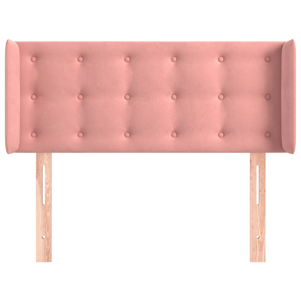 sengegavl med kanter 103x16x78/88 cm fløjl lyserød
