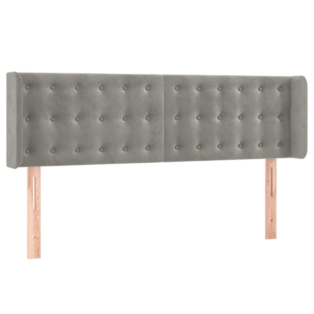 sengegavl med kanter 147x16x78/88 cm fløjl lysegrå