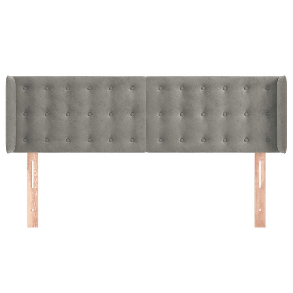 sengegavl med kanter 147x16x78/88 cm fløjl lysegrå