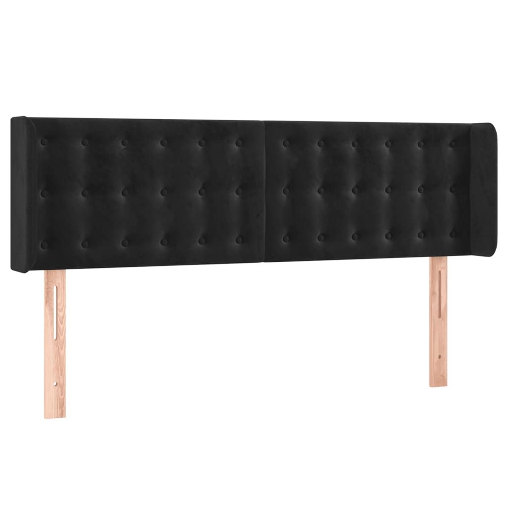 sengegavl med kanter 147x16x78/88 cm fløjl sort