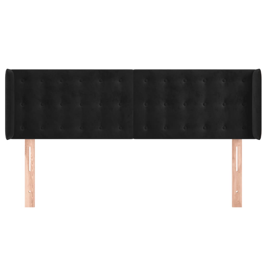 sengegavl med kanter 147x16x78/88 cm fløjl sort