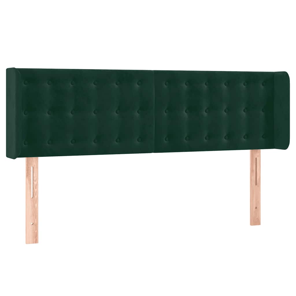 sengegavl med kanter 147x16x78/88 cm fløjl mørkegrøn