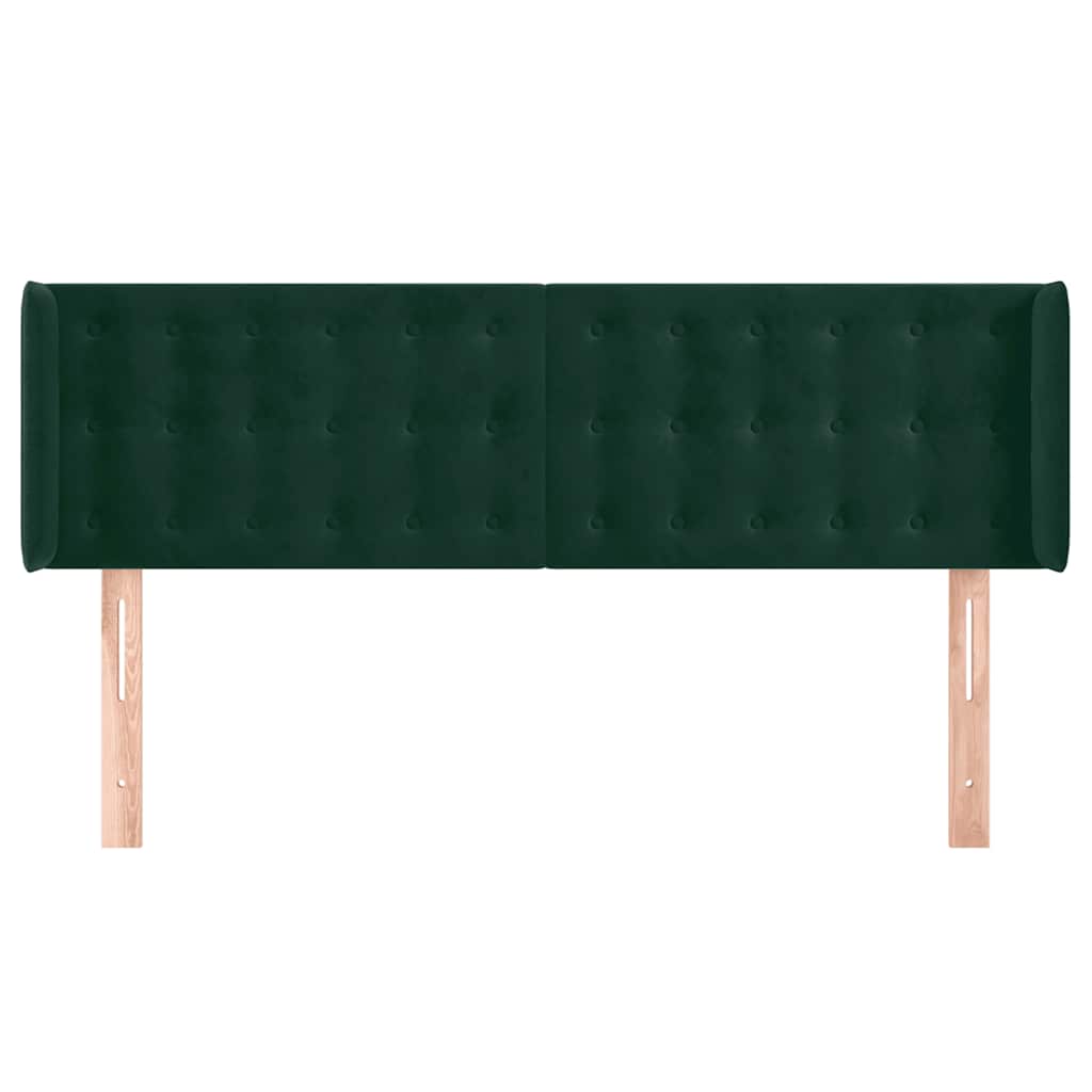 sengegavl med kanter 147x16x78/88 cm fløjl mørkegrøn