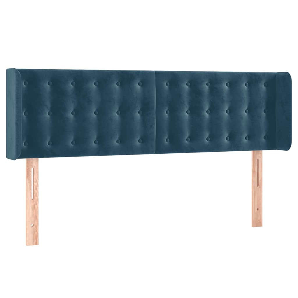 sengegavl med kanter 147x16x78/88 cm fløjl mørkeblå