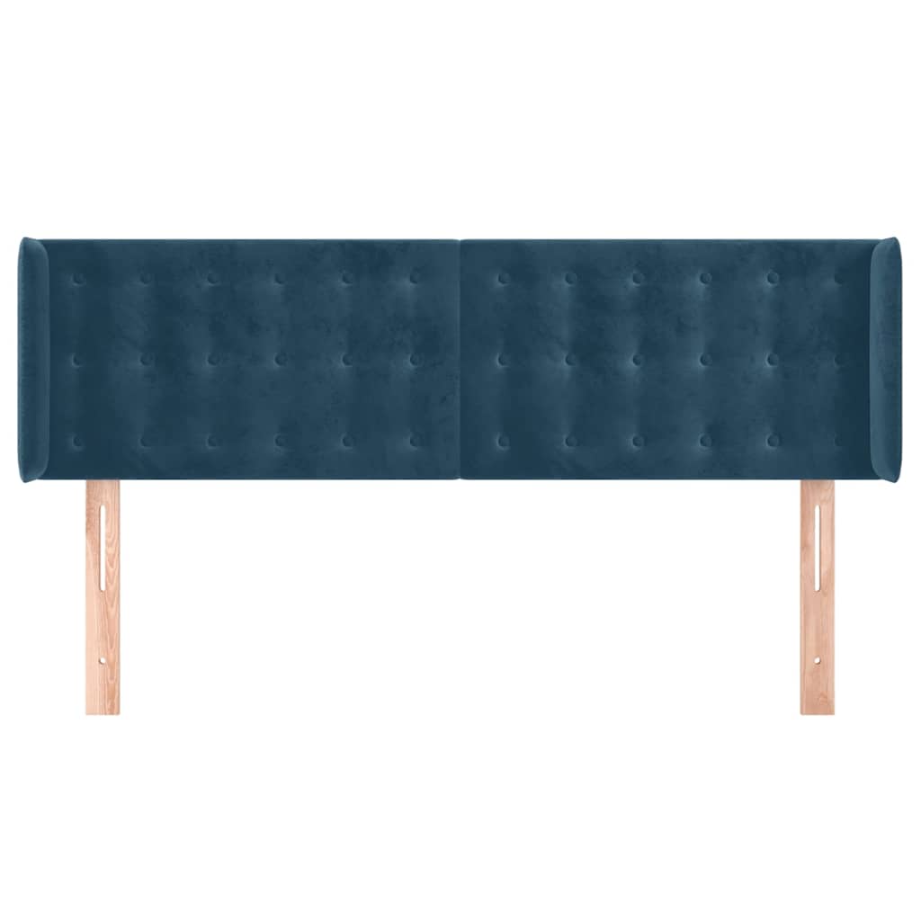 sengegavl med kanter 147x16x78/88 cm fløjl mørkeblå