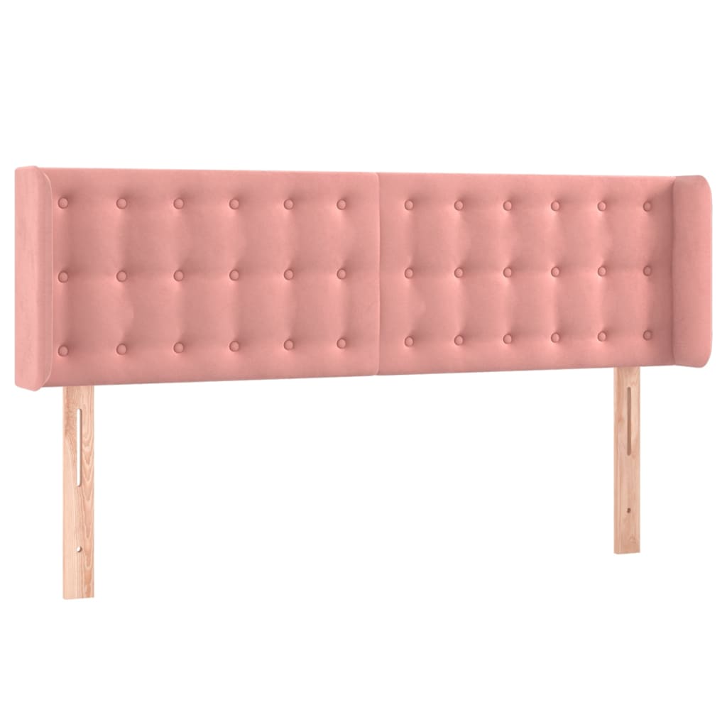 sengegavl med kanter 147x16x78/88 cm fløjl lyserød
