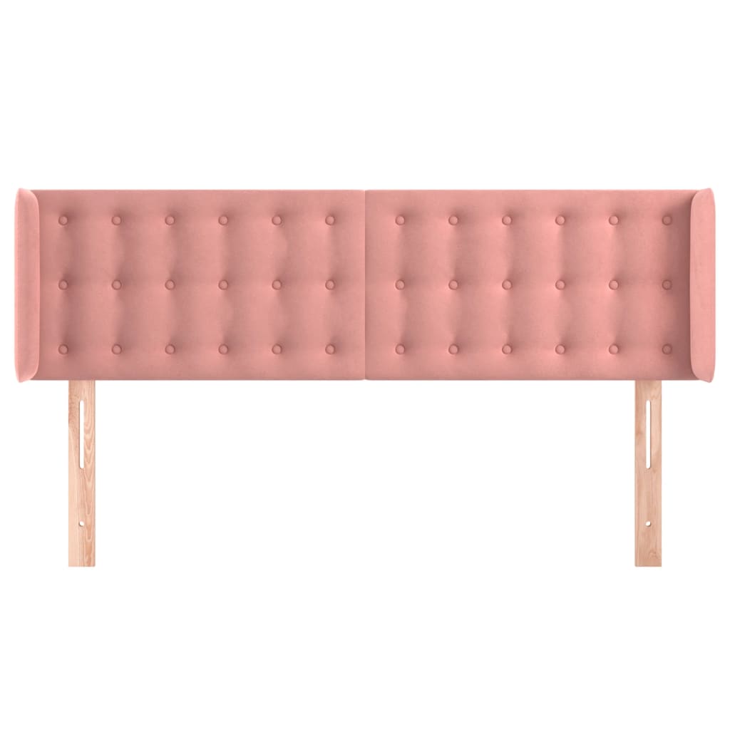 sengegavl med kanter 147x16x78/88 cm fløjl lyserød