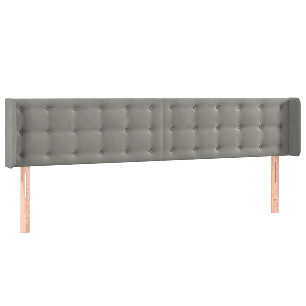 sengegavl med kanter 163x16x78/88 cm fløjl lysegrå