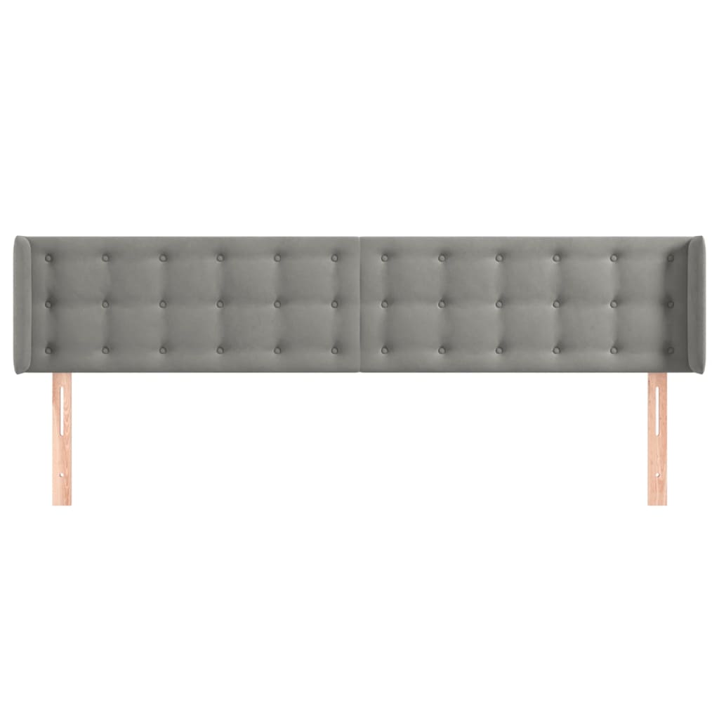 sengegavl med kanter 163x16x78/88 cm fløjl lysegrå