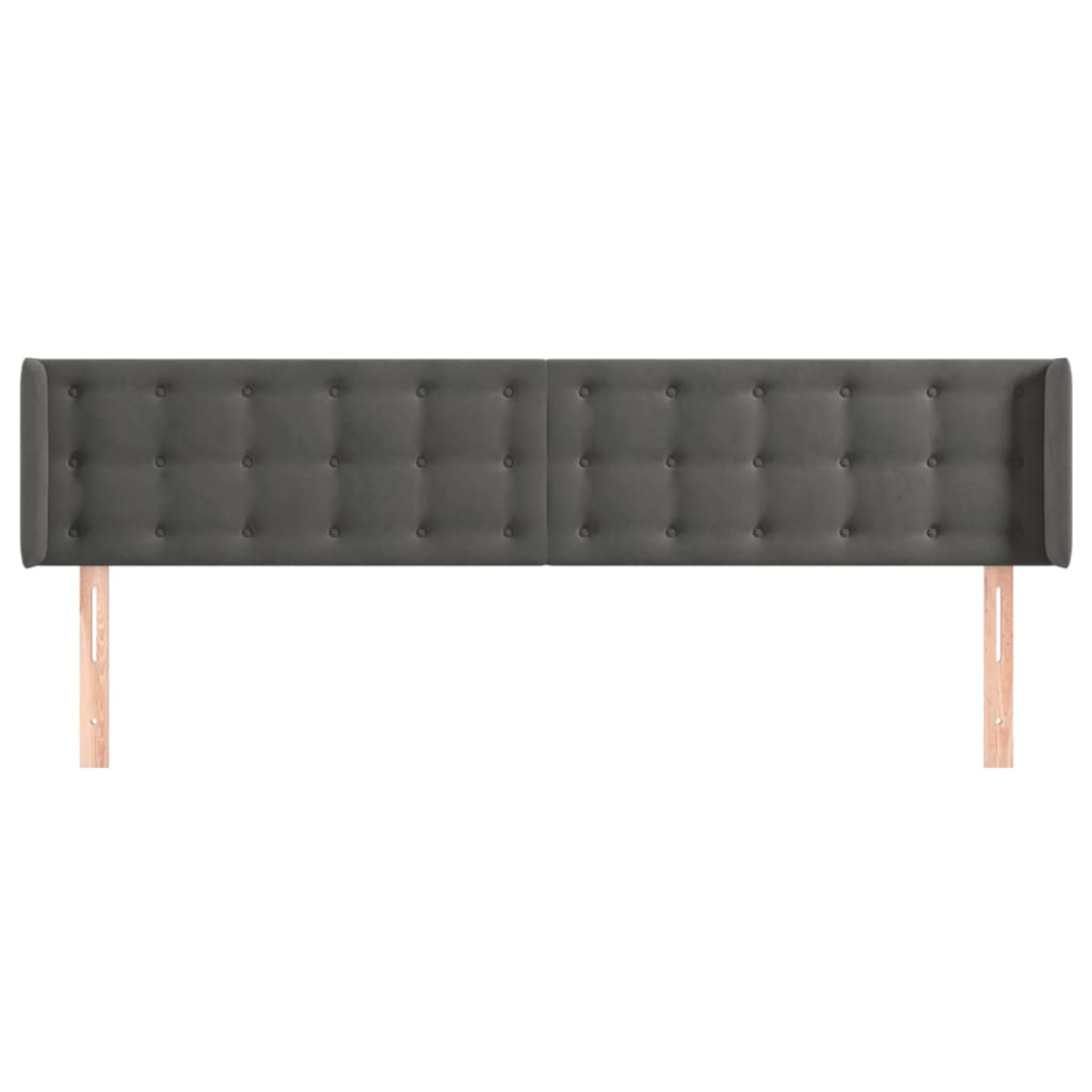 sengegavl med kanter 163x16x78/88 cm fløjl mørkegrå