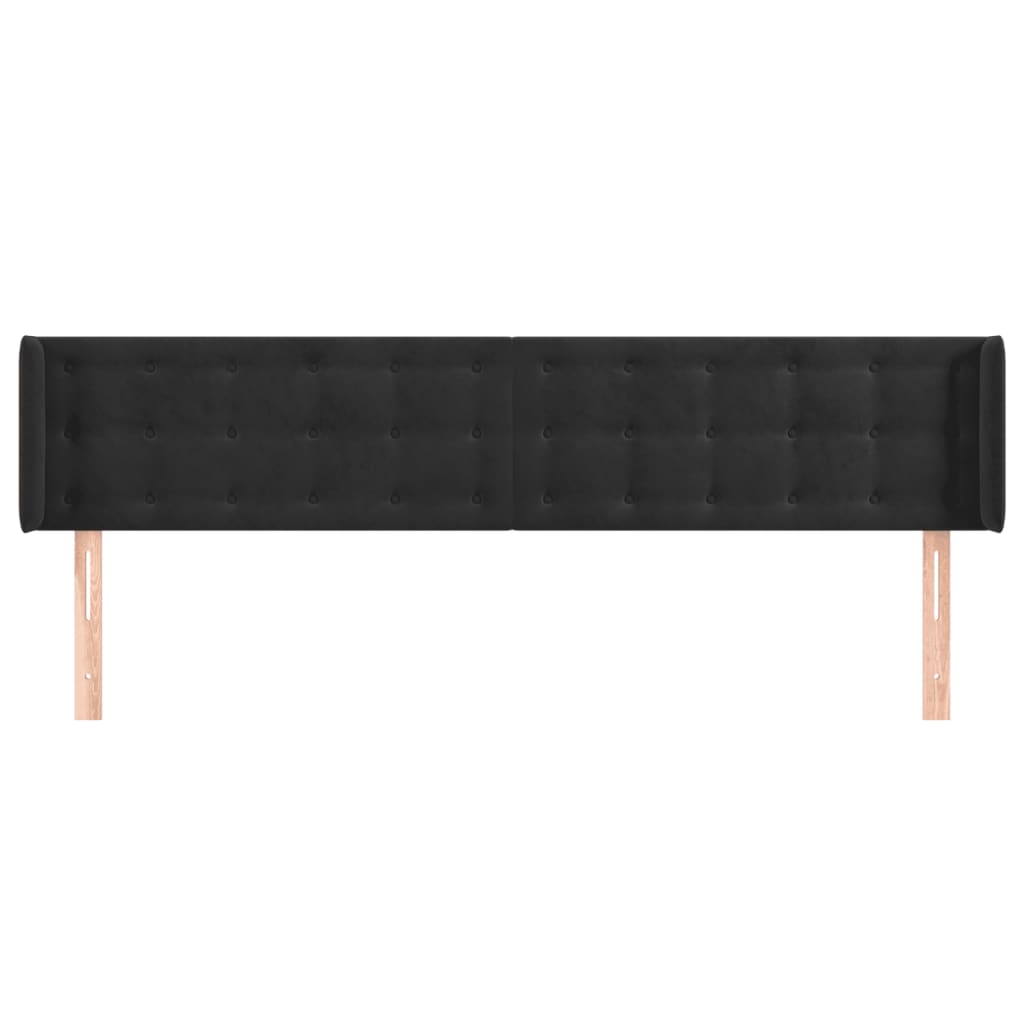 sengegavl med kanter 163x16x78/88 cm fløjl sort
