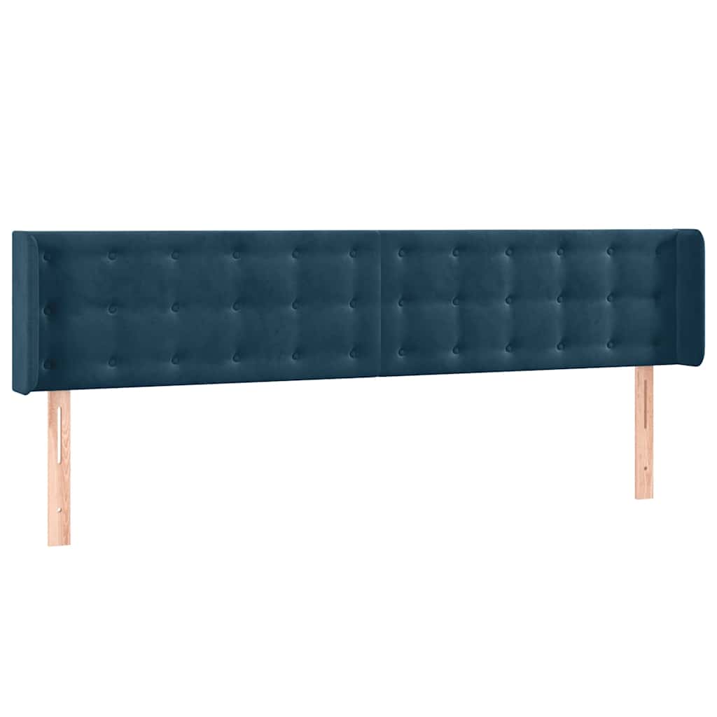 sengegavl med kanter 163x16x78/88 cm fløjl mørkeblå