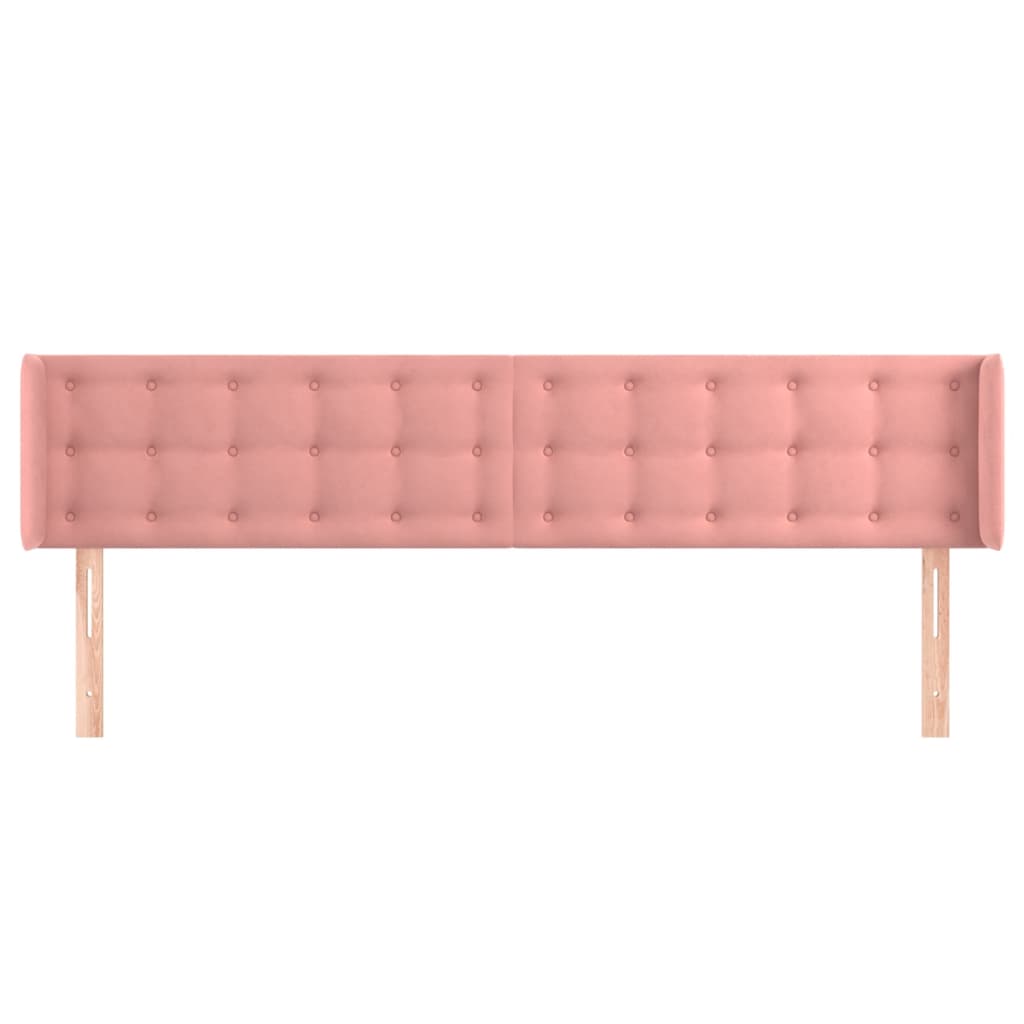 sengegavl med kanter 163x16x78/88 cm fløjl lyserød