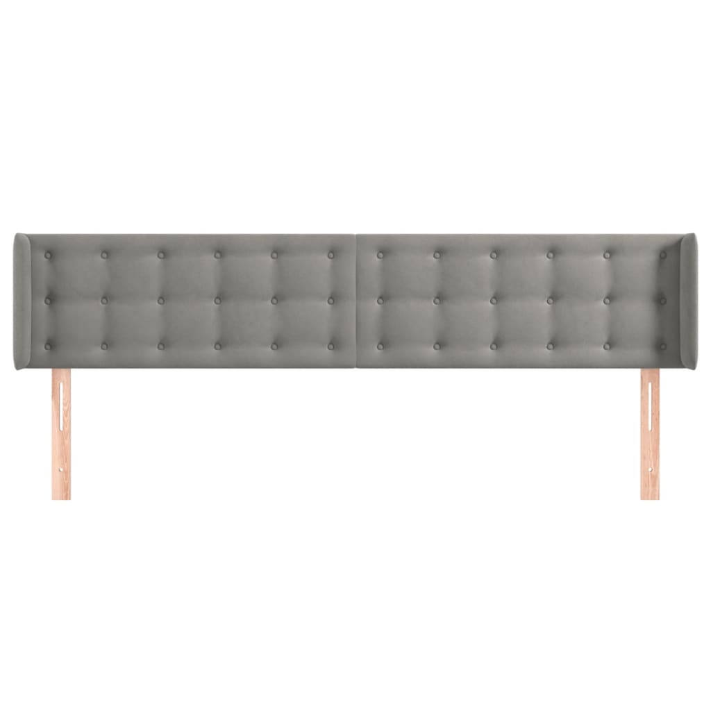sengegavl med kanter 183x16x78/88 cm fløjl lysegrå