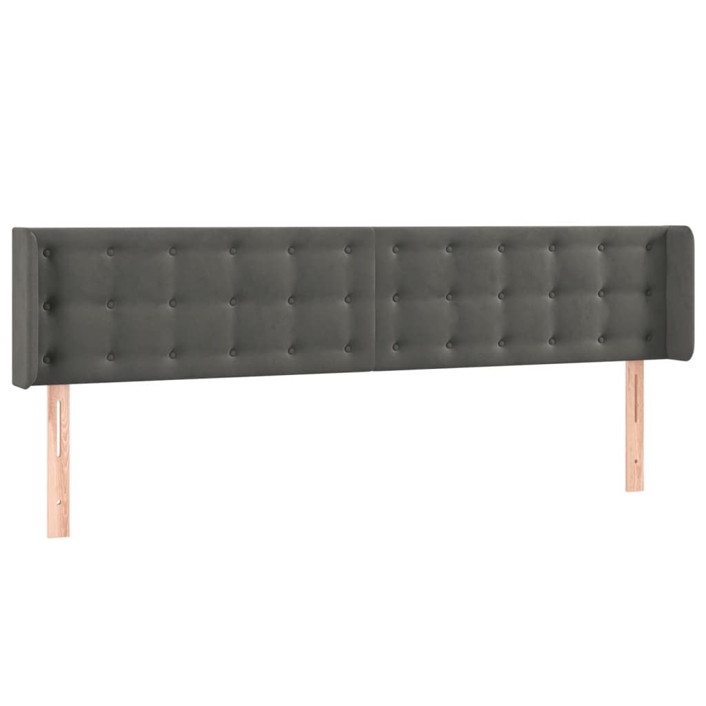 sengegavl med kanter 183x16x78/88 cm fløjl mørkegrå