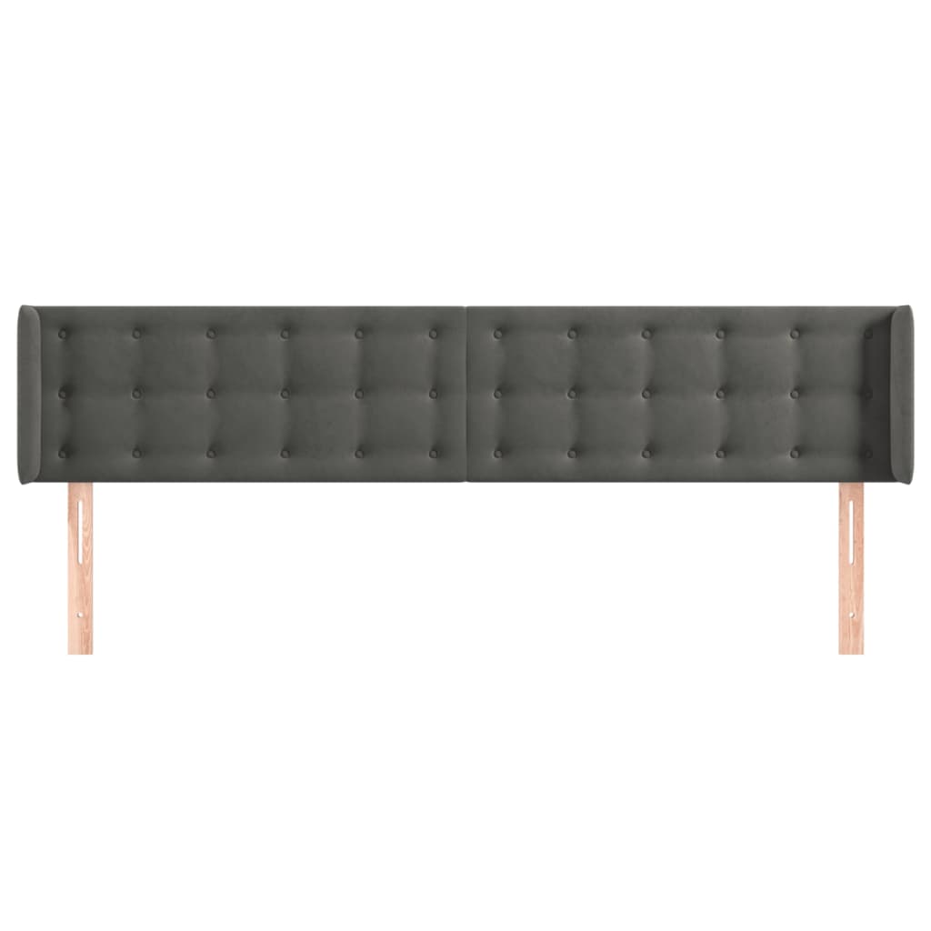 sengegavl med kanter 183x16x78/88 cm fløjl mørkegrå