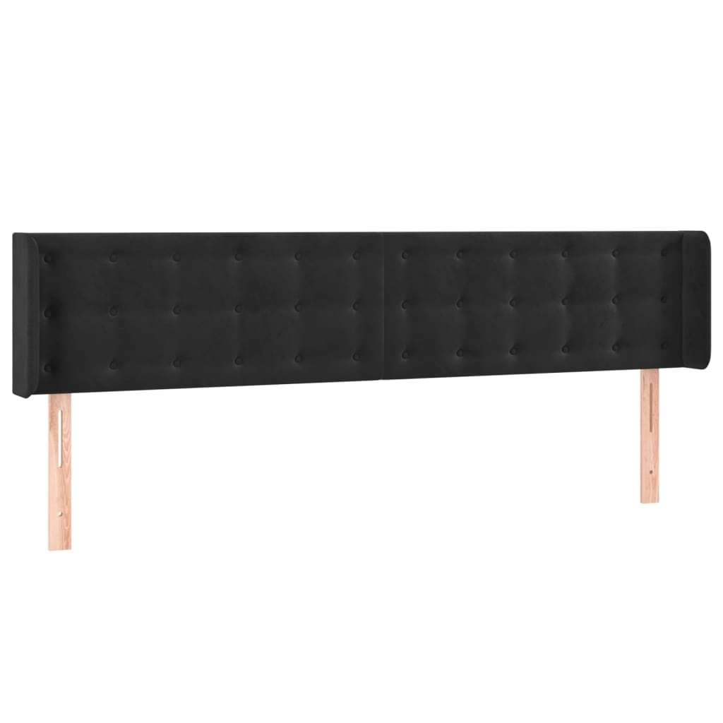 sengegavl med kanter 183x16x78/88 cm fløjl sort