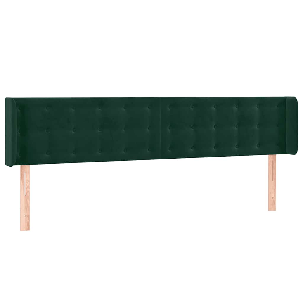 sengegavl med kanter 183x16x78/88 cm fløjl mørkegrøn
