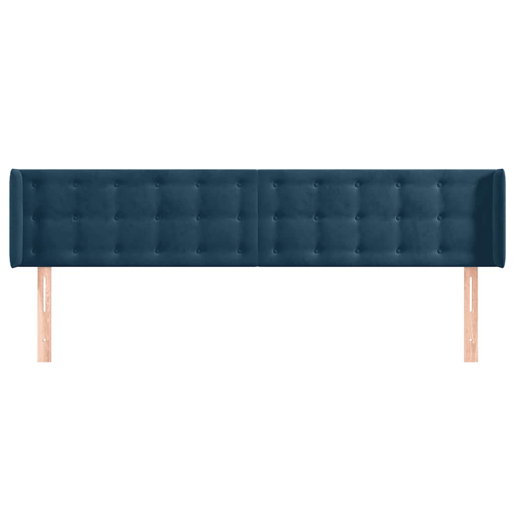 sengegavl med kanter 183x16x78/88 cm fløjl mørkeblå