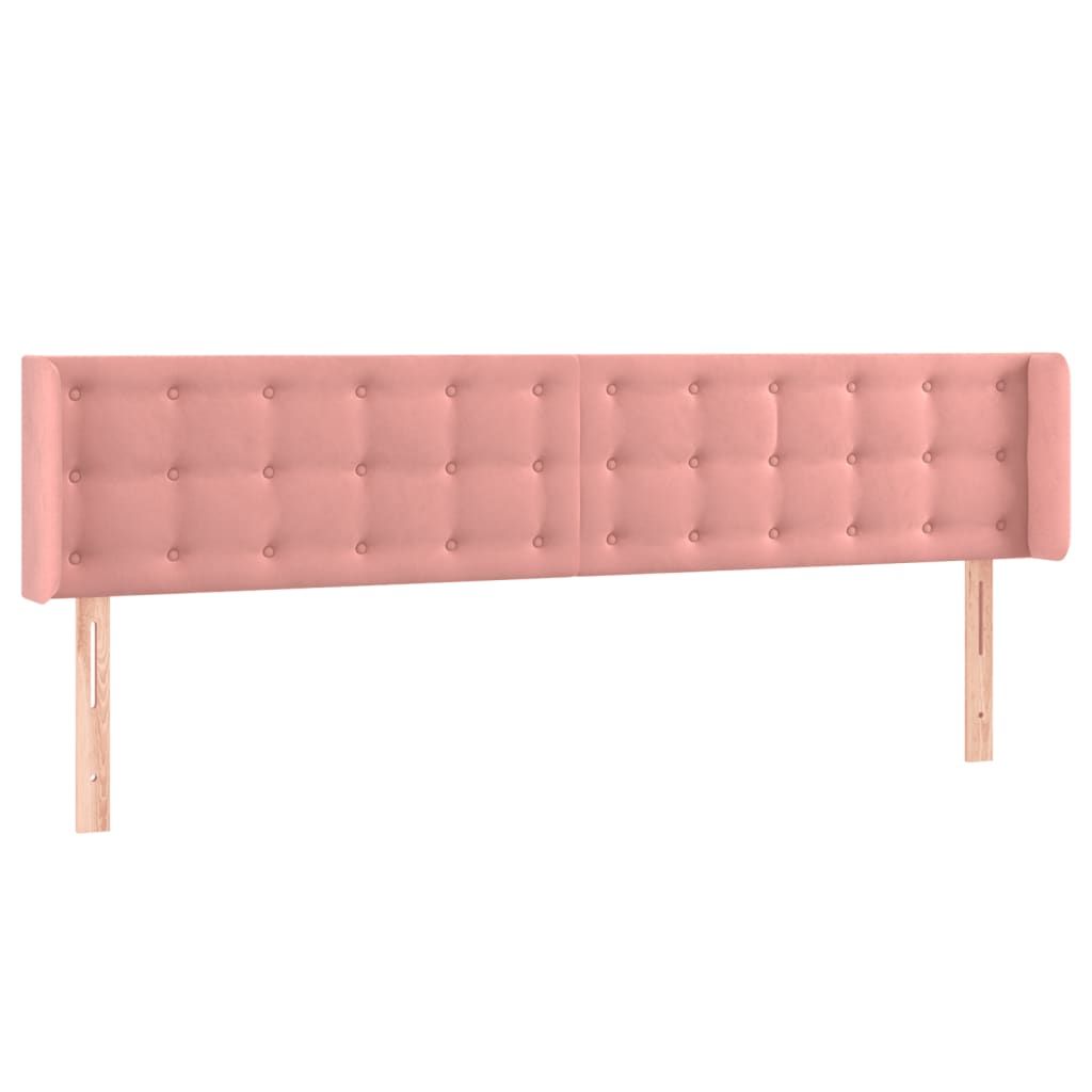 sengegavl med kanter 183x16x78/88 cm fløjl lyserød