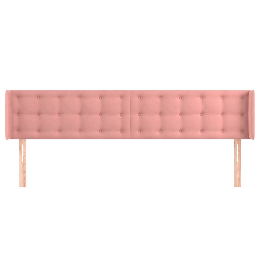 sengegavl med kanter 183x16x78/88 cm fløjl lyserød