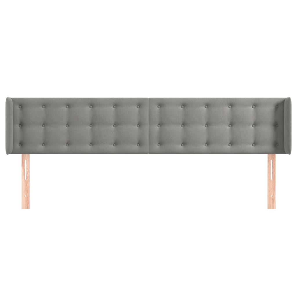 sengegavl med kanter 203x16x78/88 cm fløjl lysegrå